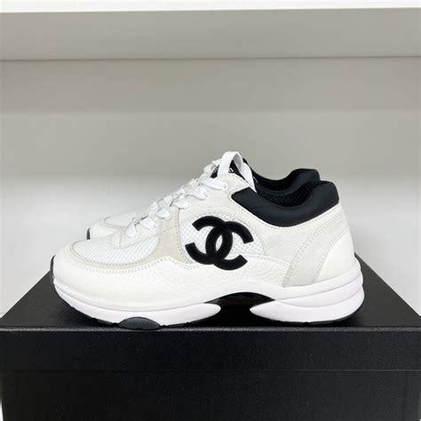 chanel runners black and white|chanel trainers women black.